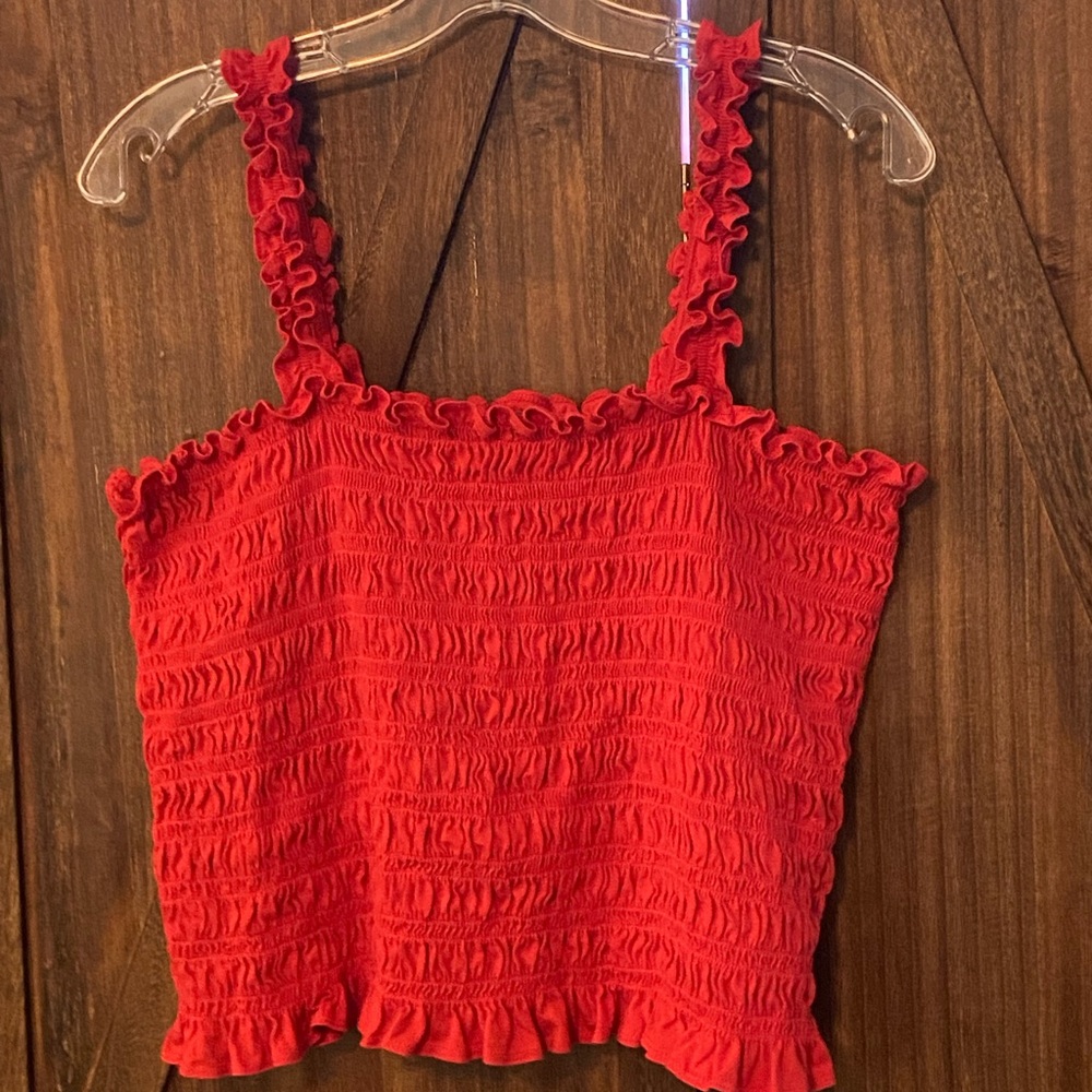 Red Smocked Tank Top